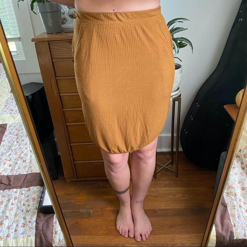 Camel Brown Midi Skirt